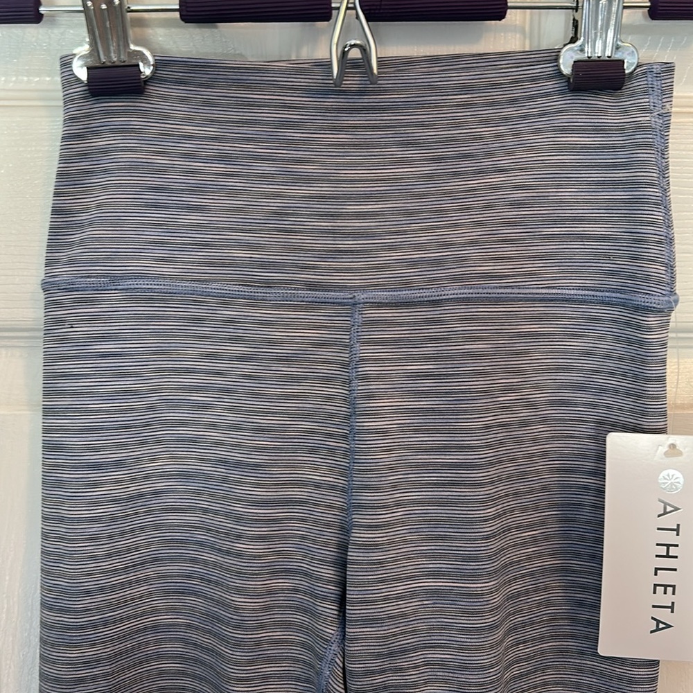 NWT Blue striped Athleta Transcend 7/8 Leggings - Picture 2 of 5